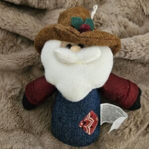 Western Cowboy Santa Christmas Ornament Stuffed Plush Country Farmhouse